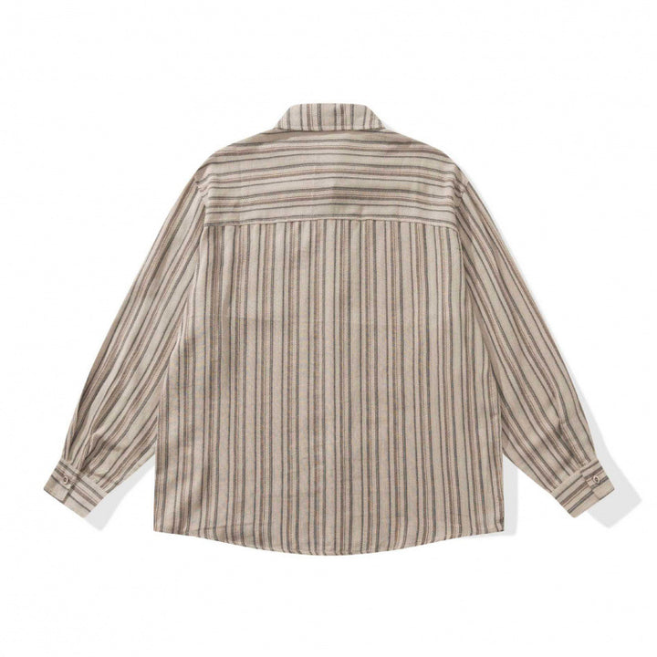 Unisex Oversize-Langarmhemd mit vertikalem Streifenmuster und Brusttasche Drune