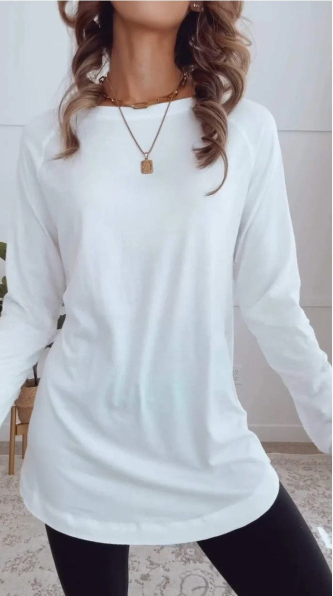 Drune | Einfarbiges Rundhals-Casual-Top