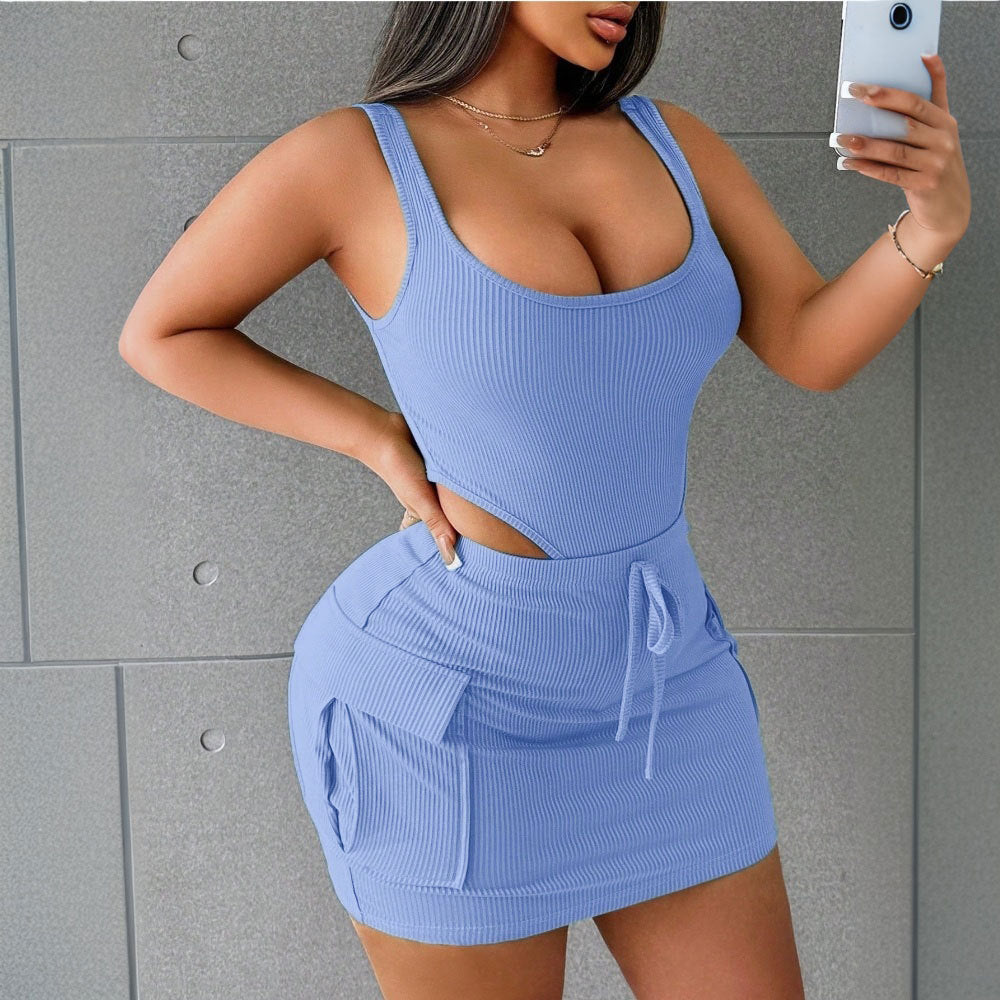 Damen stylisches Kleid mit seitlichen Taschen und hoher Elastizität Drune