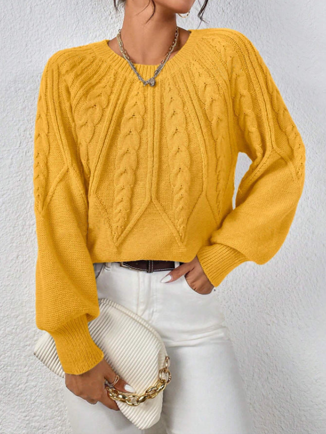 Damen Grobstrickpullover mit detailverliebtem Zopfmuster und weitem Schnitt Drune