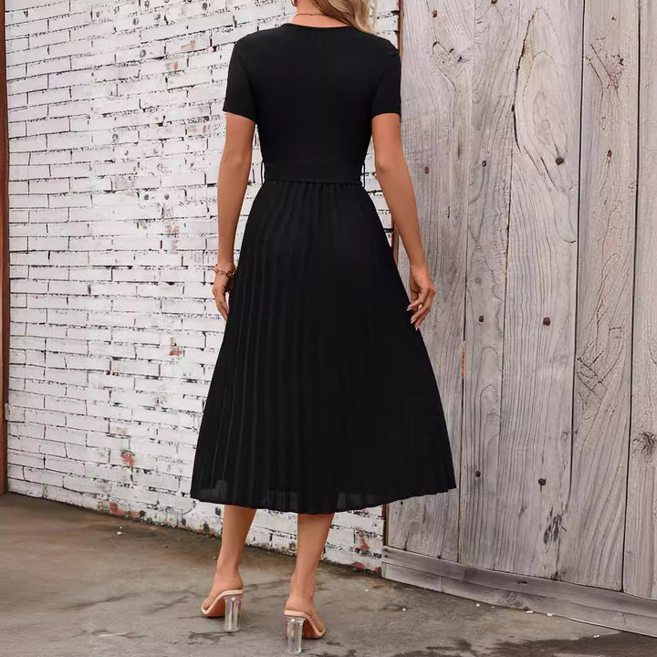 Damen Elegantes Midikleid mit tailliertem Design und schwingendem Rock Drune