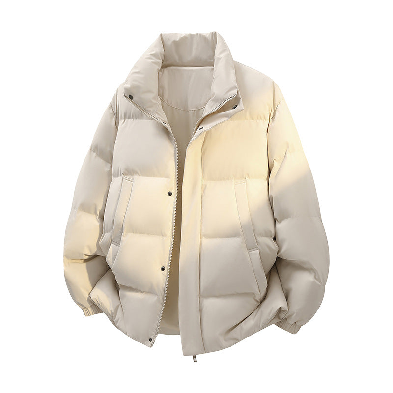 Herren Kurz geschnittener Oversize-Puffer mit Stehkragen, Druckknopfblende und verdecktem Reißverschluss Drune