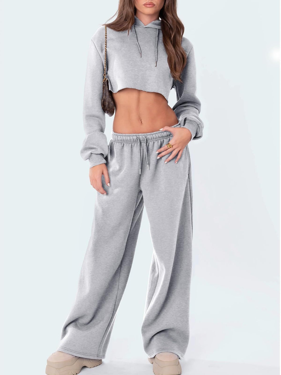 Damen nan weite Loungehose mit hohem Komfortbund, elastischem Tunnelzug und seitlichen Eingrifftaschen Drune