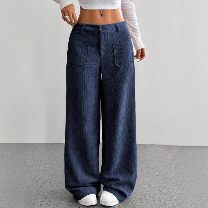 Damen Weite und bequeme Cordhose mit Taschen Drune