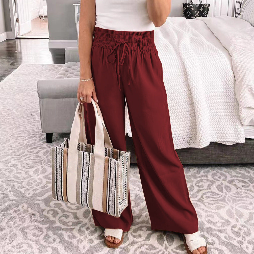 Damen Bequeme und lässige Palazzo-Hose mit Kordelzug Drune