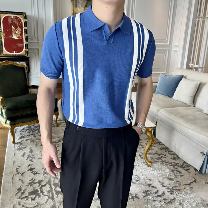 Herren Modisches Polohemd mit Streifen Drune