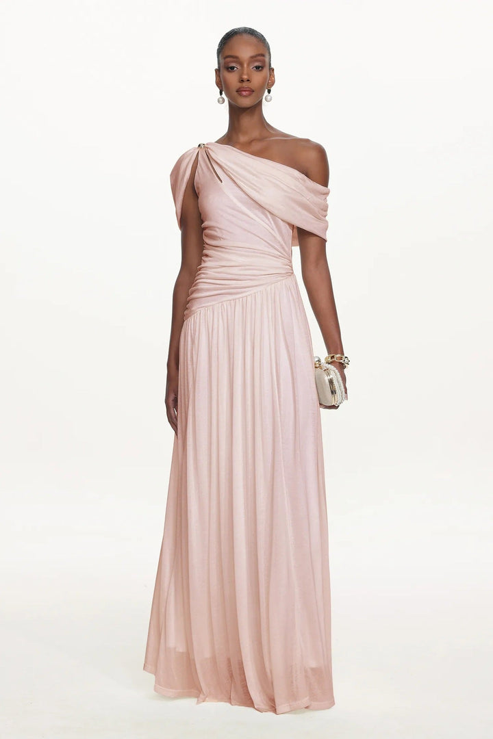 Damen Elegantes One-Shoulder Maxikleid mit fließendem Schnitt Drune