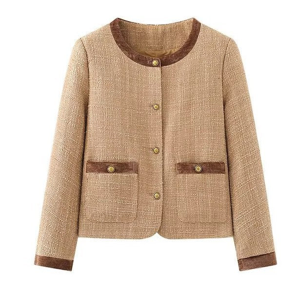Damen modische Kurzblazerjacke mit eleganten Knopfdetails Drune