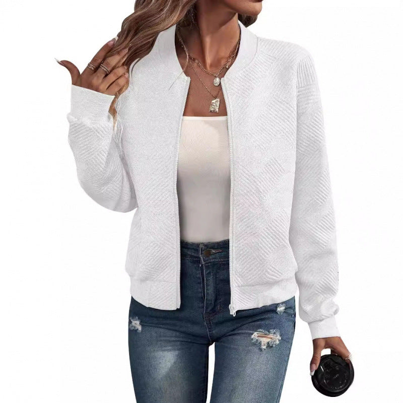 Damen modische Sweatjacke mit strukturiertem Design und praktischen Reißverschlusstaschen Drune