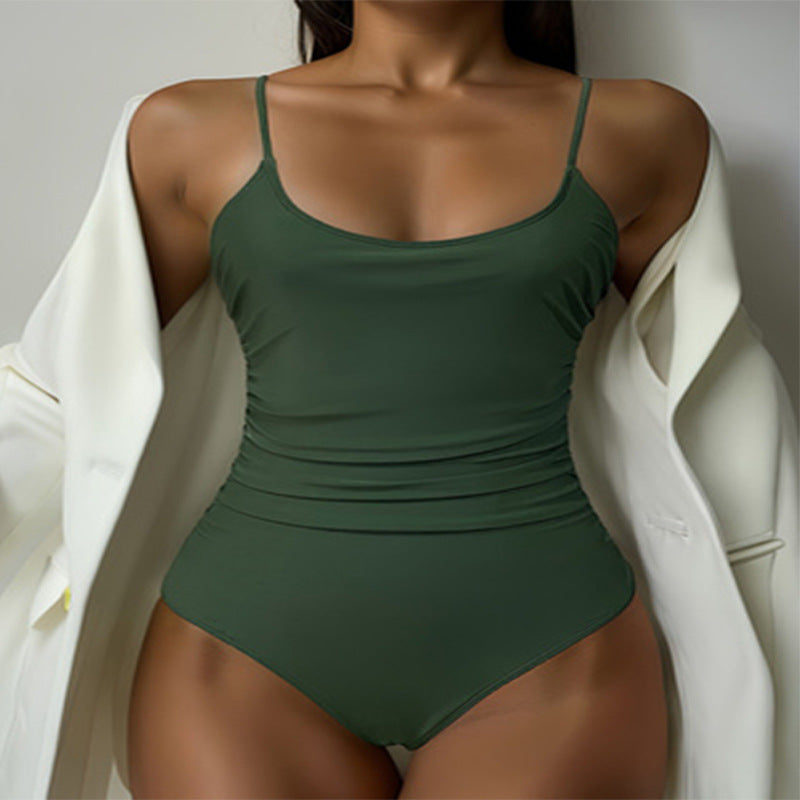 Damen Einteiliger Badeanzug mit eleganter Raffung Drune