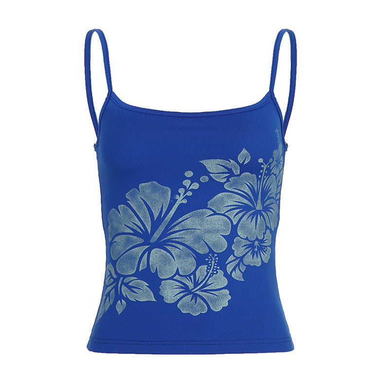 Damen Spaghetti-Träger Top mit floralem Design Drune