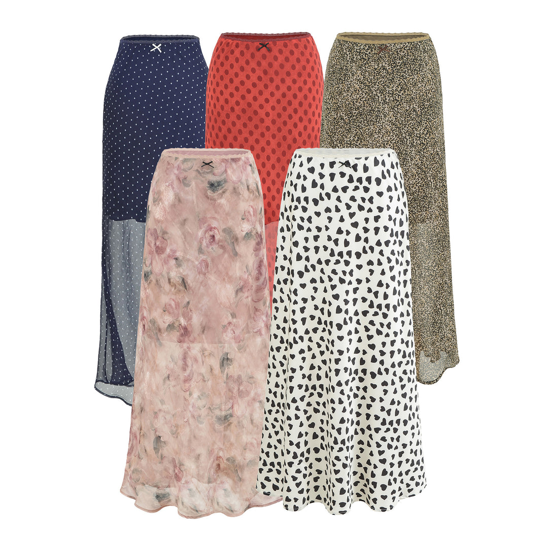 Damen Leichter Midirock aus Chiffon mit Leoprint und elastischem Bund Drune