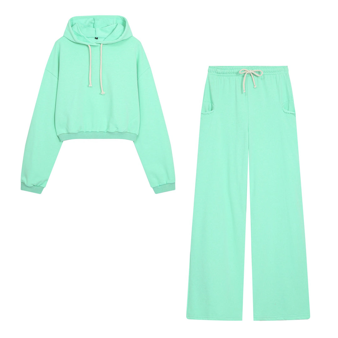 Damen Weite Jersey‑Loungehose mit Gummibund, Kordelzug und Fransen‑Taschen Drune