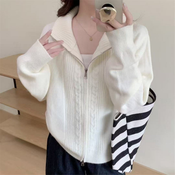 Damen Strickjacke mit zippbarem Kragen und hochwertigem Material Drune
