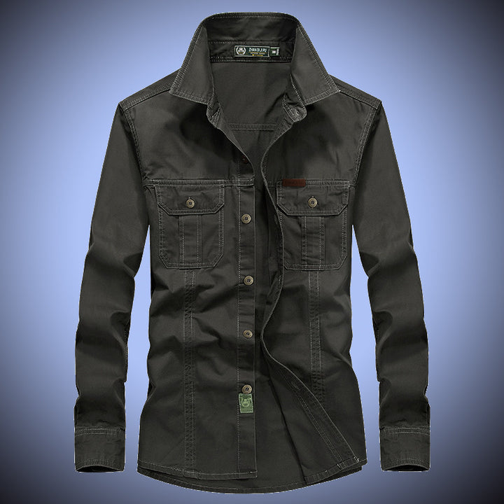 Herren Canvas-Overshirt mit Brustklappen und robustem Baumwollmix Drune