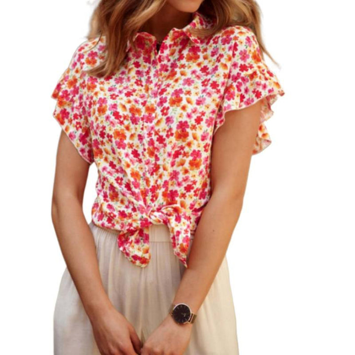 Damen Blusenshirt mit floralem Muster und Rüschendetails Drune