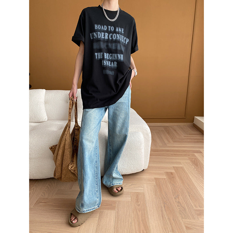 Damen Oversized T-Shirt mit kreativem Grafikdruck und lässigem Schnitt Drune