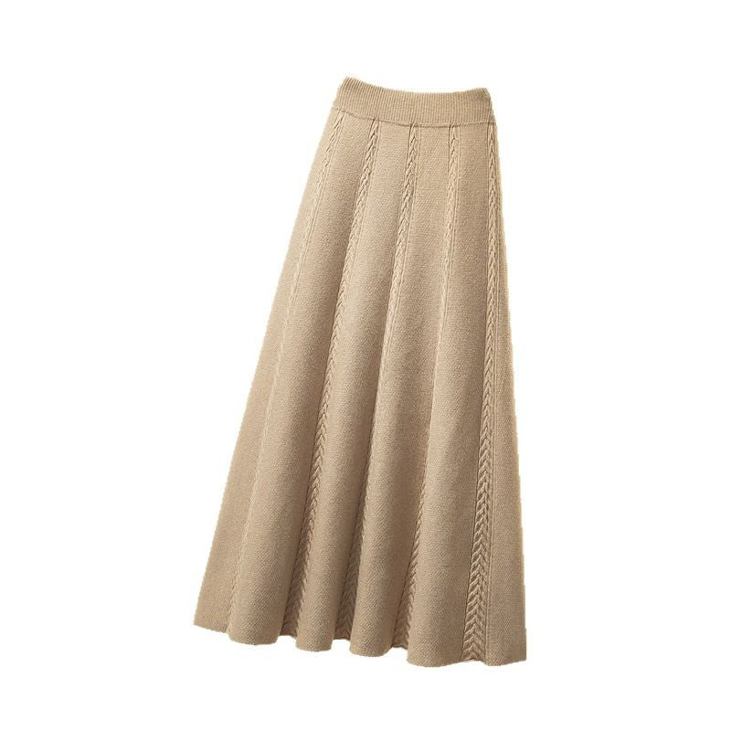 Damen Plissierter Midirock mit strukturiertem Zopfmuster Drune