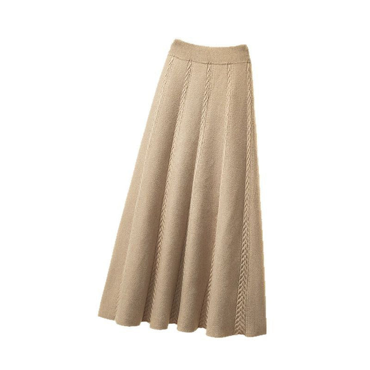 Damen Plissierter Midirock mit strukturiertem Zopfmuster Drune