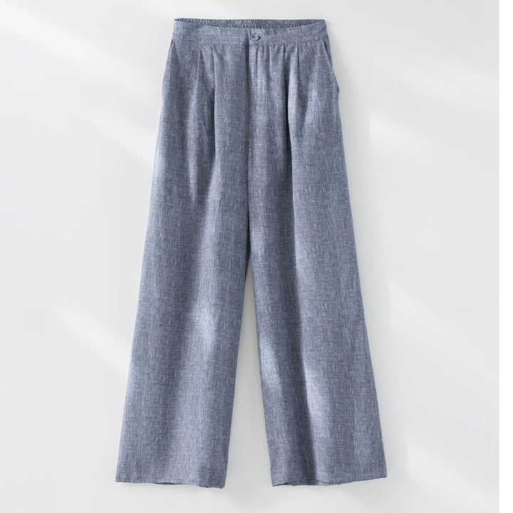 Damen Weite Plissee-Hose mit hohem Elastikbund und Relaxed-Fit Drune
