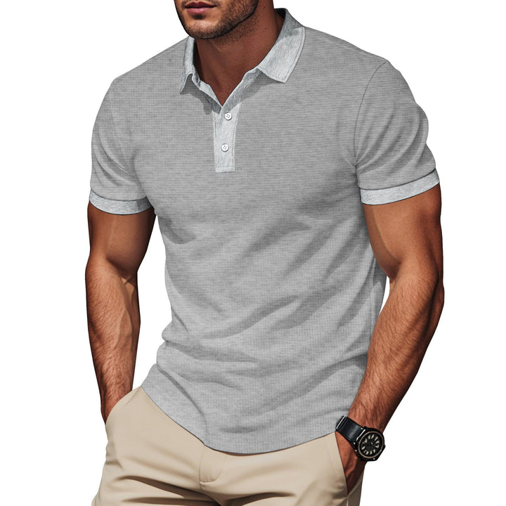 Herren nan elegantes Struktur-Poloshirt mit Kentkragen, kurzer Knopfleiste und atmungsaktivem Stretchjersey Drune