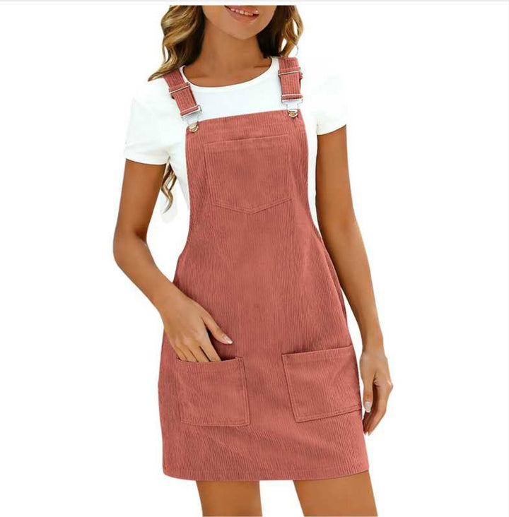 Damen Latzkleid aus hochwertigem Cordmaterial mit praktischen Taschen Drune