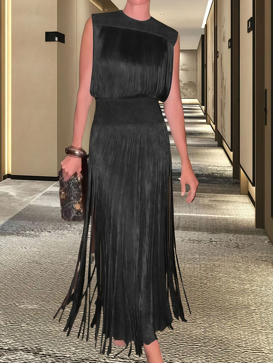 Damen Elegantes Abendkleid mit schwingendem Saum Drune