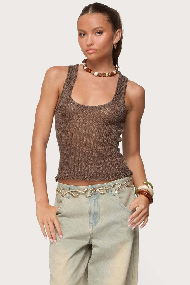 Damen Glamouröses Glitzer-Tanktop Drune