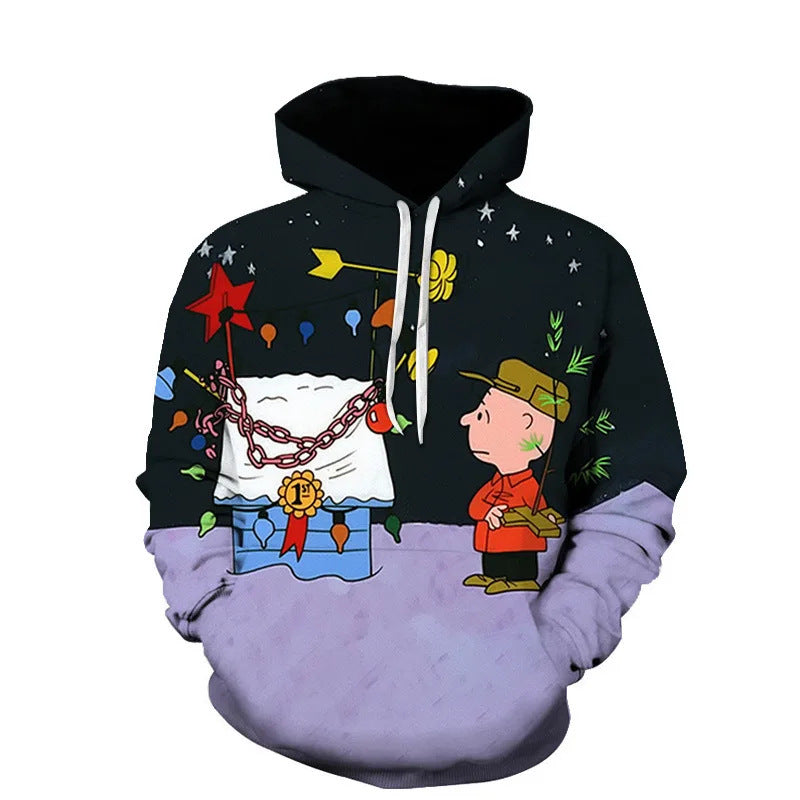 Damen Verspielter Weihnachts-Kapuzenpullover mit buntem Motiv Drune