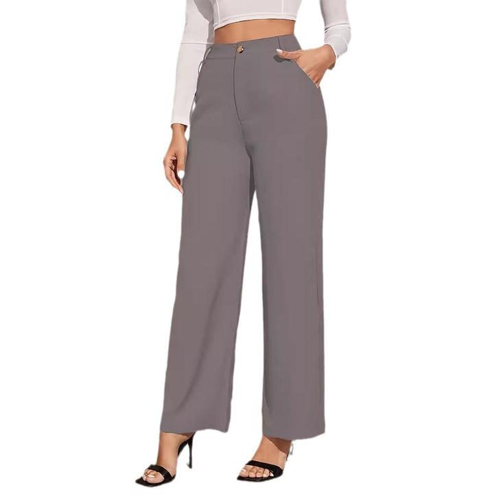 Damen weite Hochbundhose mit eleganter Knopfdetaillierung Drune