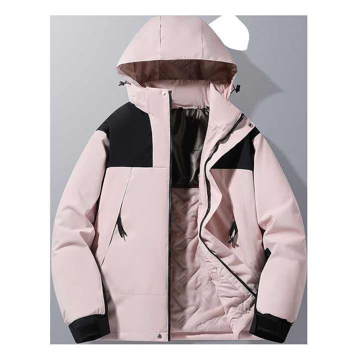 Herren Softshell-Isolationsjacke mit Kapuze, kontrastbesatz und verstellbaren Klettmanschetten Drune