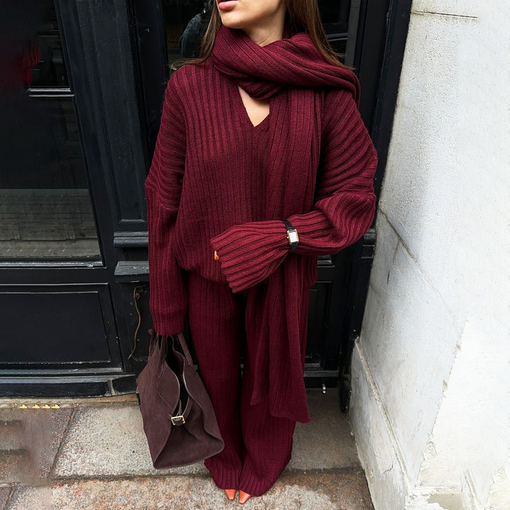 Damen Luxuriöses Strickensemble mit weitem Schnitt Drune
