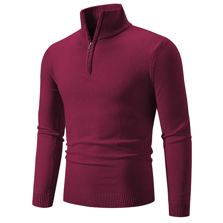 Herren eleganter Strickpullover mit Stehkragen und Reißverschluss Drune