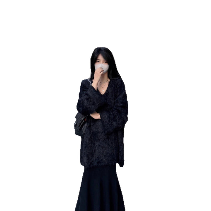 Damen Flauschige und modische Strickjacke Drune