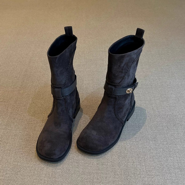 Damen Modische Stiefel mit dekorativem Riemen Drune