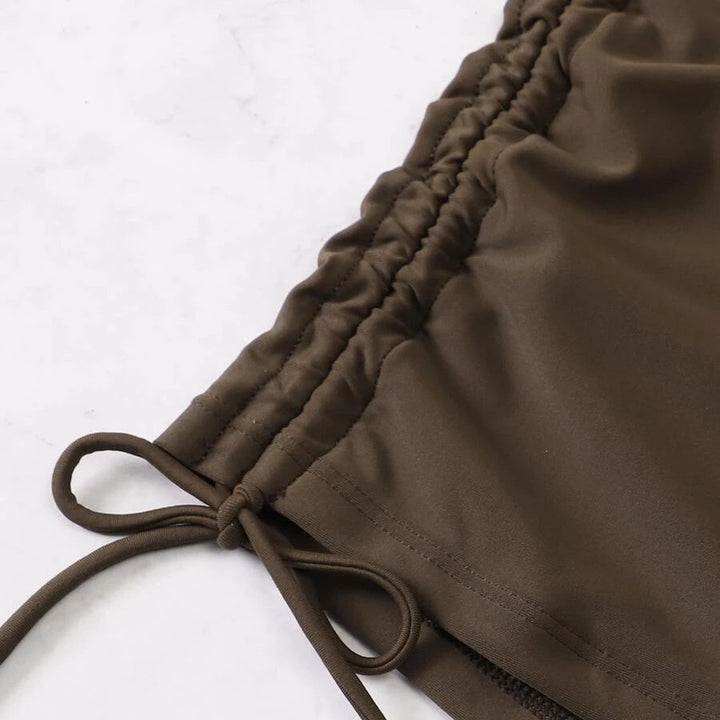 Damen cropped Top mit hohem Bund und Rüschendetails Drune
