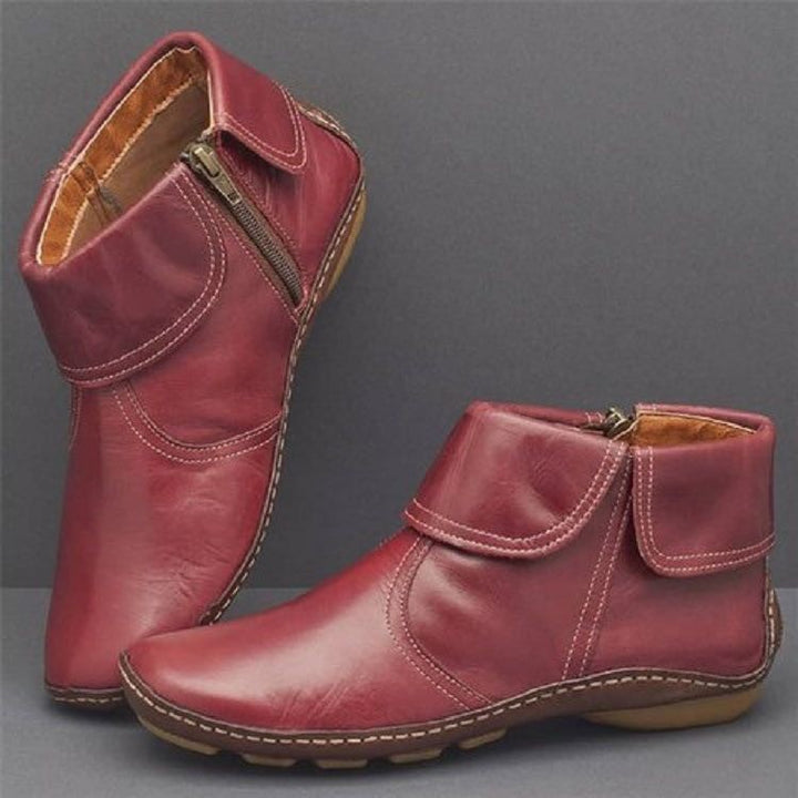Damen elegante Ankle-Boots aus hochwertigem Leder mit seitlichem Reißverschluss Drune
