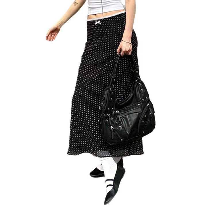 Damen Maxirock mit elegantem Punktmuster und bequemem Elastikbund Drune