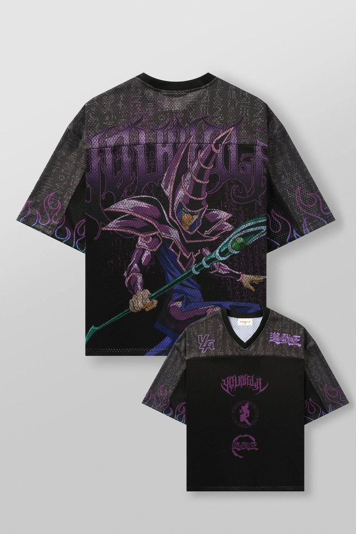 Unisex nan atmungsaktives Netz-Jersey mit großflächigem Anime-Print und V-Ausschnitt Drune