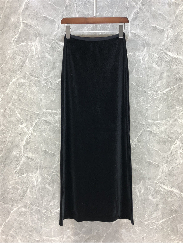 Damen Eleganter Maxirock aus schimmerndem Material Drune