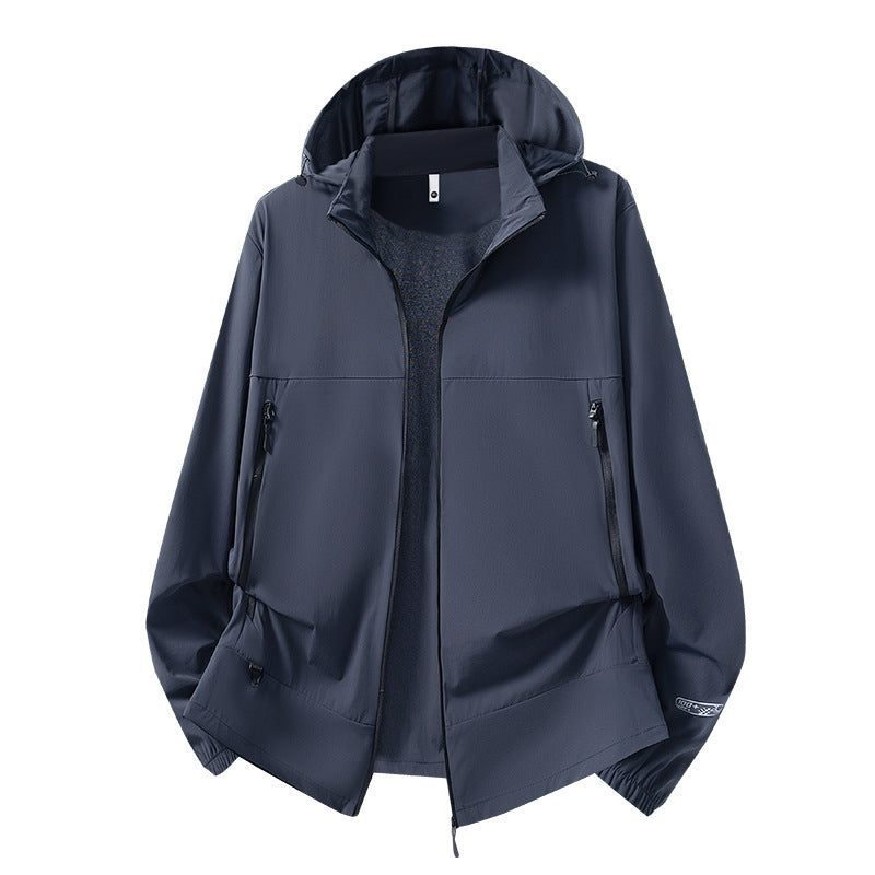 Herren Leichte Softshell-Übergangsjacke mit Kapuze, wind- und wasserabweisender Hülle & verstellbarem Kordelsaum Drune
