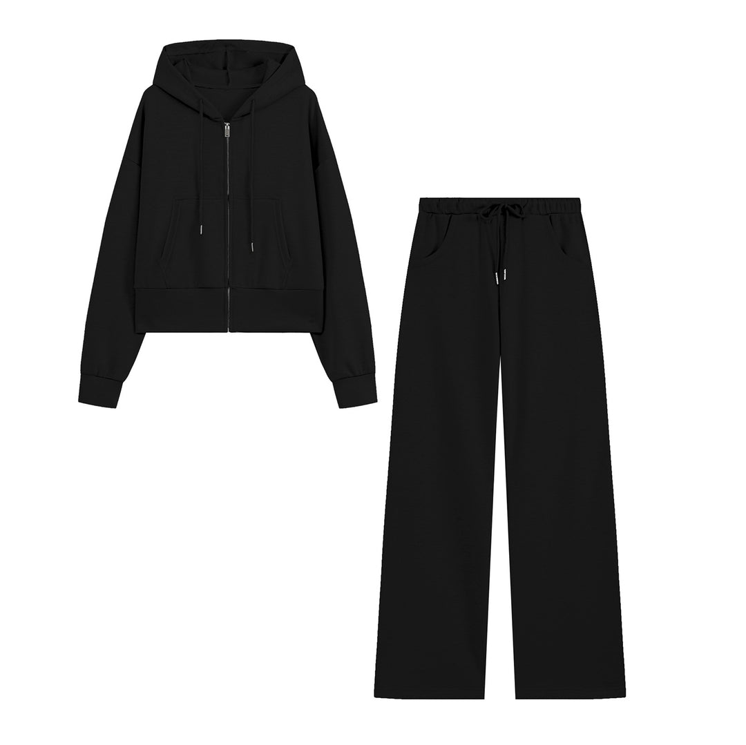 Damen Cropped Zip‑Hoodie mit Kapuze, Kängurutasche und tailliertem Saum Drune