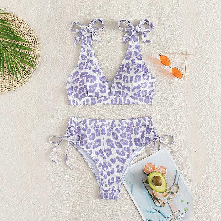 Damen Hochgeschnittener Bikini mit verspieltem Leopardenmuster Drune
