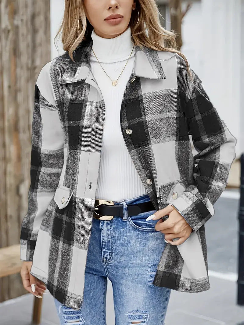 Damen Karierte Overshirt Drune