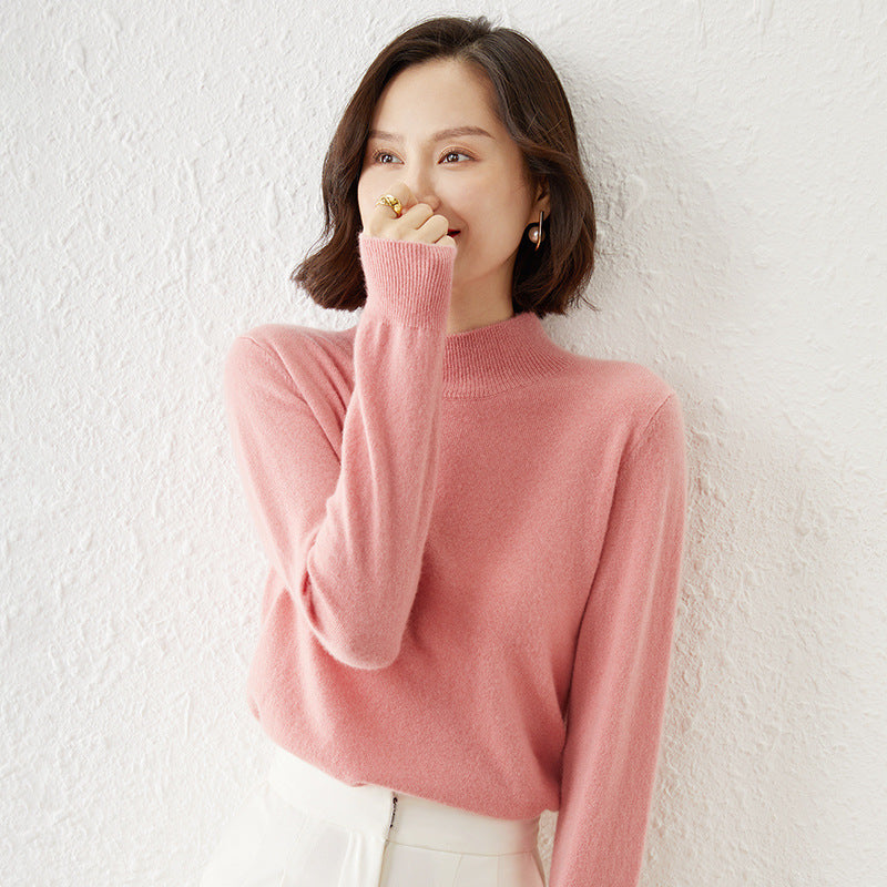 Damen Luxuriöser Kaschmir-Feinstrickpullover mit Stehkragen Drune