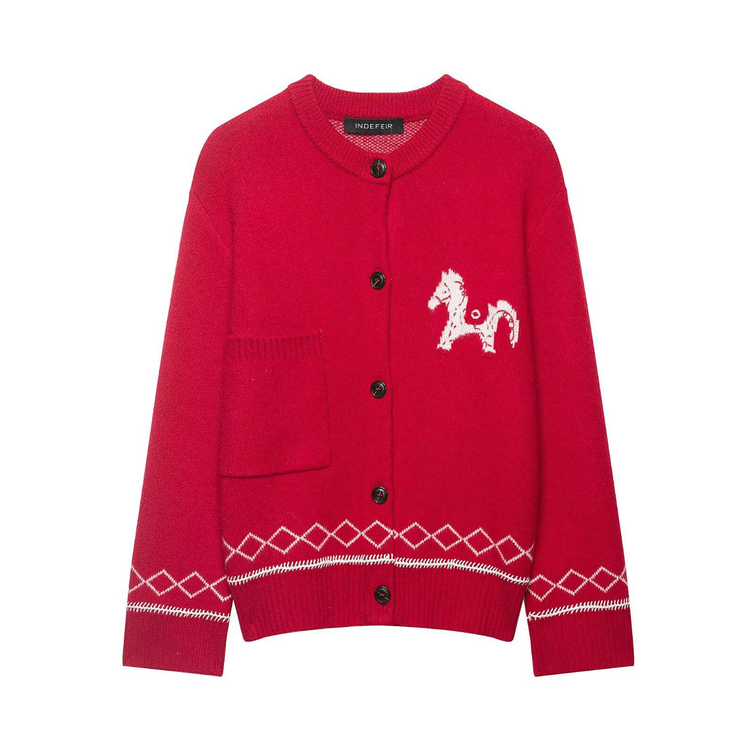 Damen Feinstrick-Cardigan mit gehäkeltem Peter-Pan-Kragen Drune