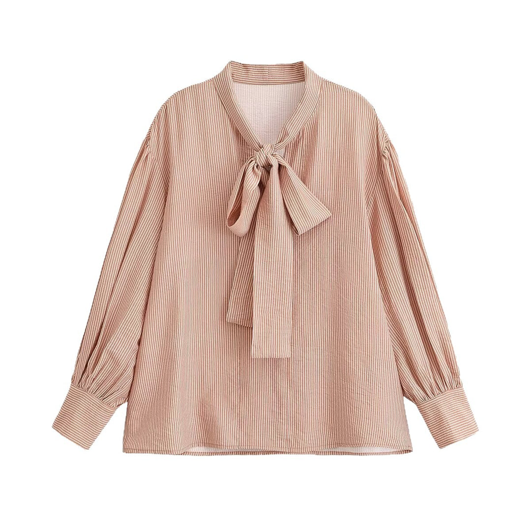 Damen Bluse mit Schleifenkragen und weiten Ballonärmeln Drune