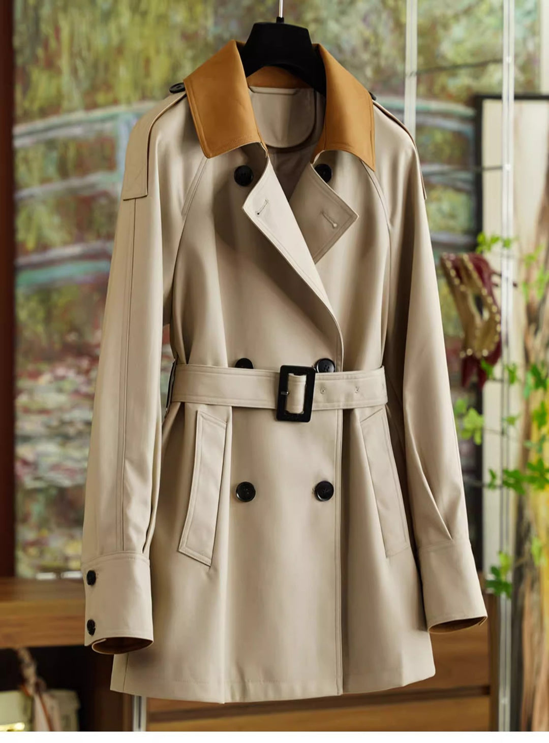 Damen Elegant geschnittene Trenchjacke mit Taillengürtel Drune