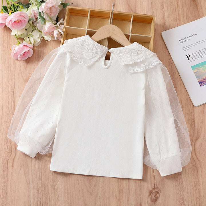 Mädchen Bluse mit romantischen Tüllärmeln und eleganten Spitzenakzenten Drune