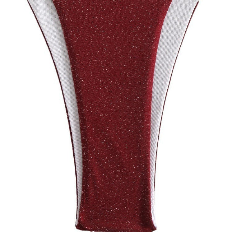 Damen Triangel-Bikini mit glitzerndem Stoff und verstellbaren Trägern Drune